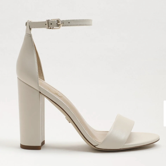 SAM EDELMAN Yaro Block Heel Elegant Cream Ankle Strap Heels NWT Size 7.5W - Picture 2 of 5